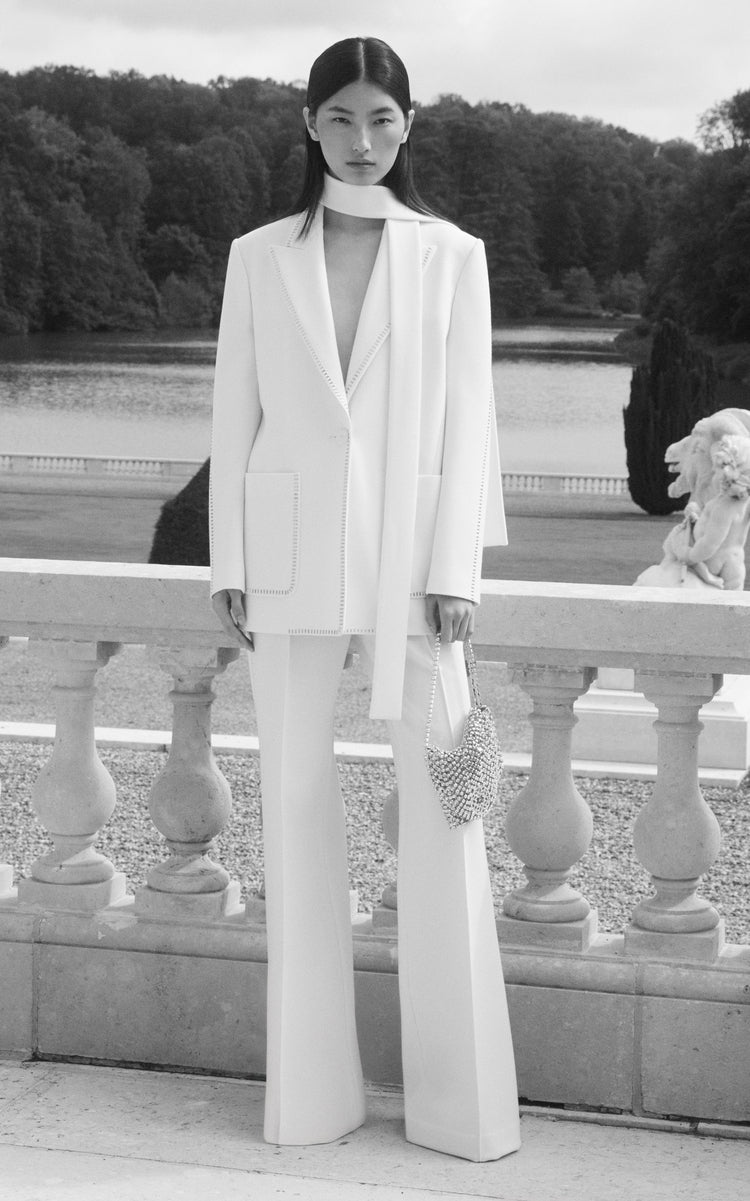 DEBORAH OFF-WHITE SCHAL - DETAILLIERTER BLAZER AUS WOLLCREPE