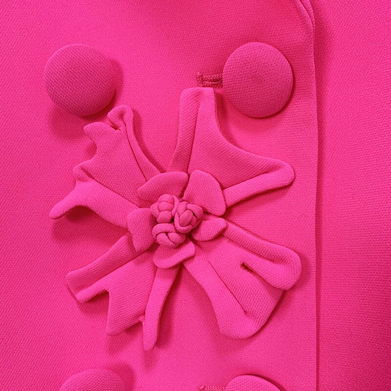 DOUBLE-BREASTED THREE DIMENSIONAL FLORAL SUIT JACKET IN PINK styleofcb 