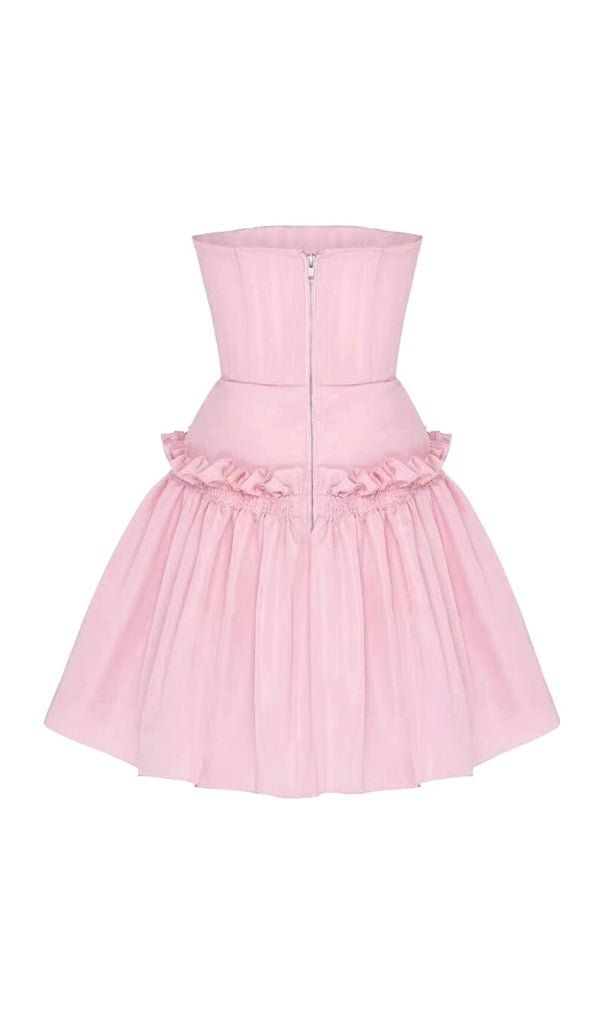 STRAPLESS RUFFLES SLEEVES MINI DRESS IN SOFT PINK styleofcb 