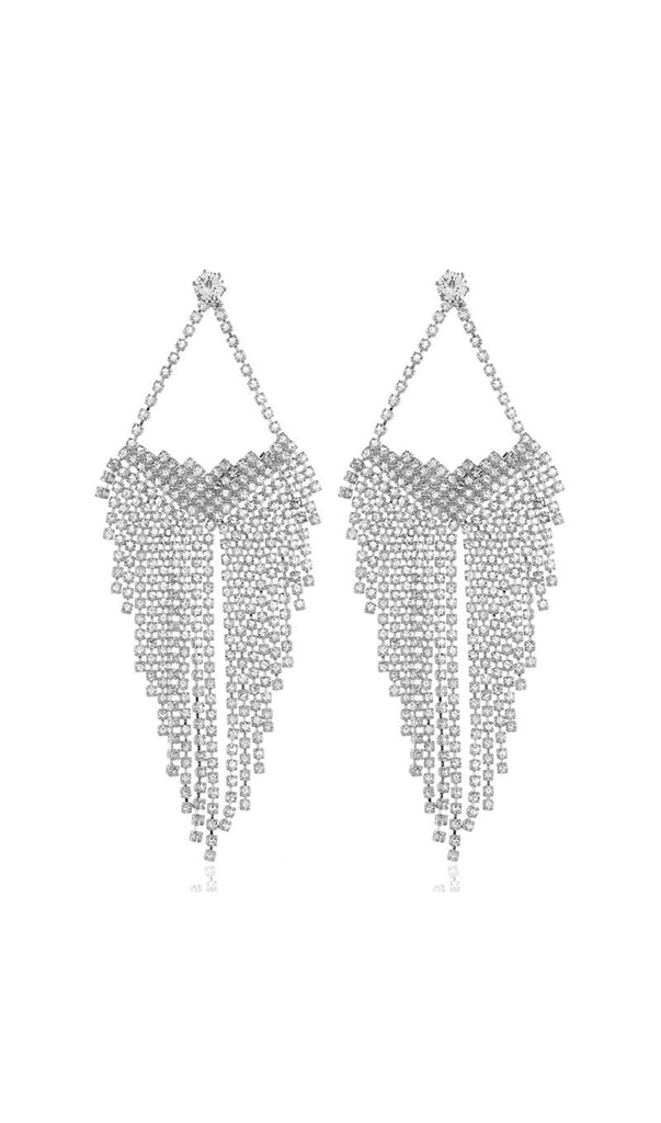 SILVER STATEMENT TEARDROP TASSEL EARRINGS JEWELLERY styleofcb 