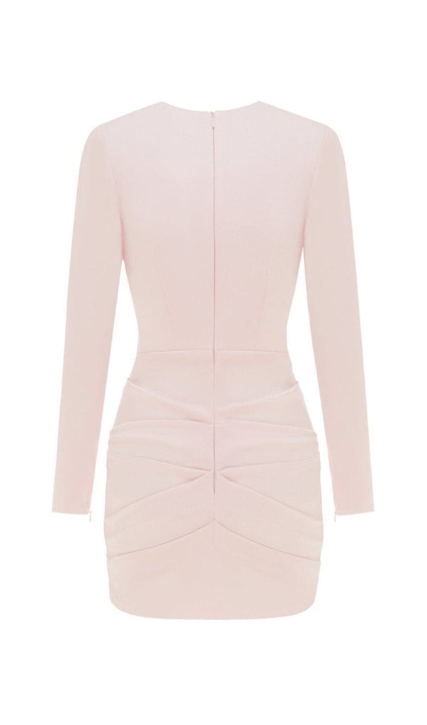 PLEATED SLIM-FIT DRESS IN NUDE PINK styleofcb 