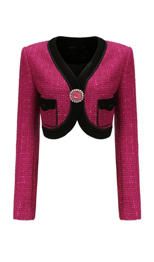 MANTEAU COURT VINTAGE COL V MANCHES LONGUES