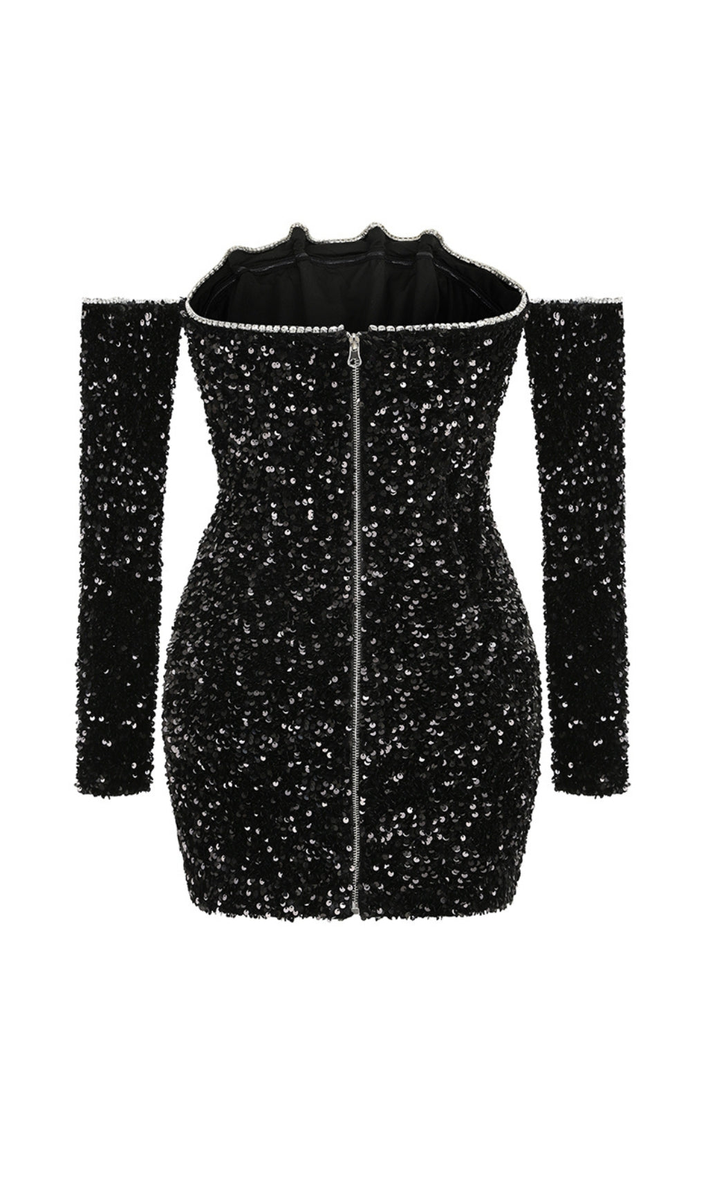 ROBE AMINCISSANTE À SEQUINS PATCHWORK NOIR