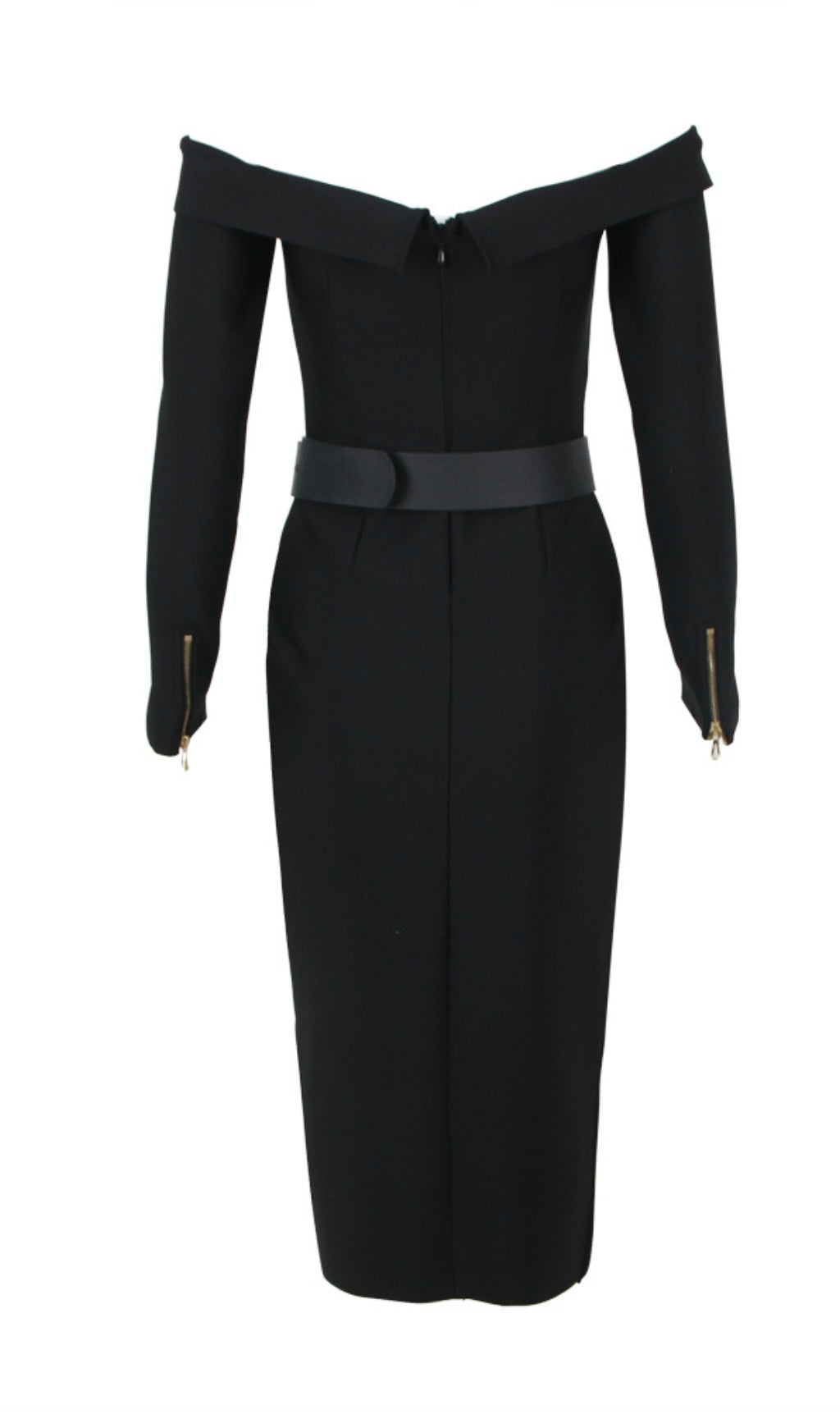 ROBE MIDI EN CRÊPE DE LAINE BIKER NOIRE