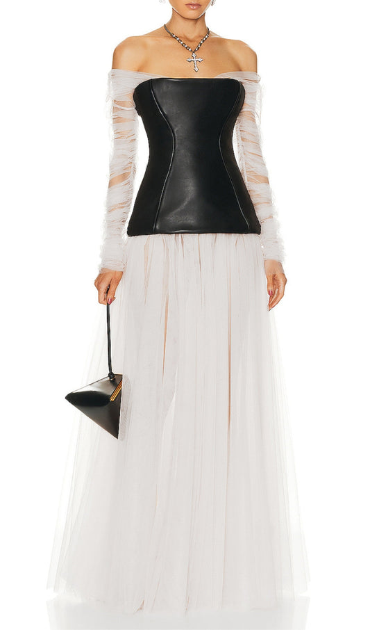 ROBE MAXI SANS BRETELLES EN MAILLE DOUBLE COULEUR ASSORTIE