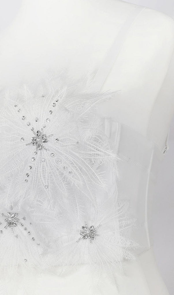 DIAMOND FEATHER CORSET TOP IN WHITE styleofcb 