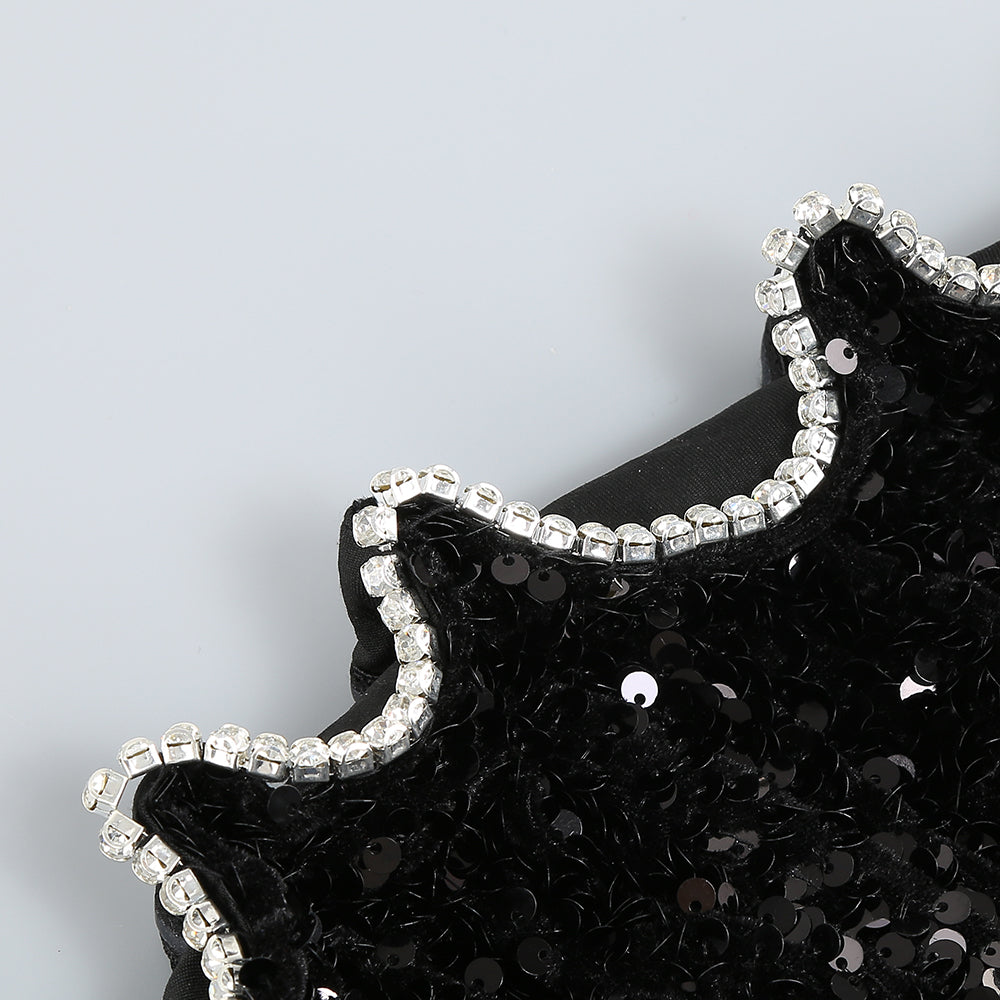 ROBE AMINCISSANTE À SEQUINS PATCHWORK NOIR