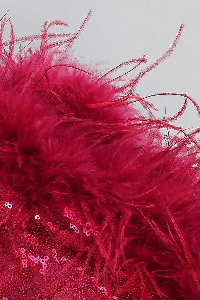 SEQUIN FEATHER MINI DRESS IN PINK Dresses styleofcb 