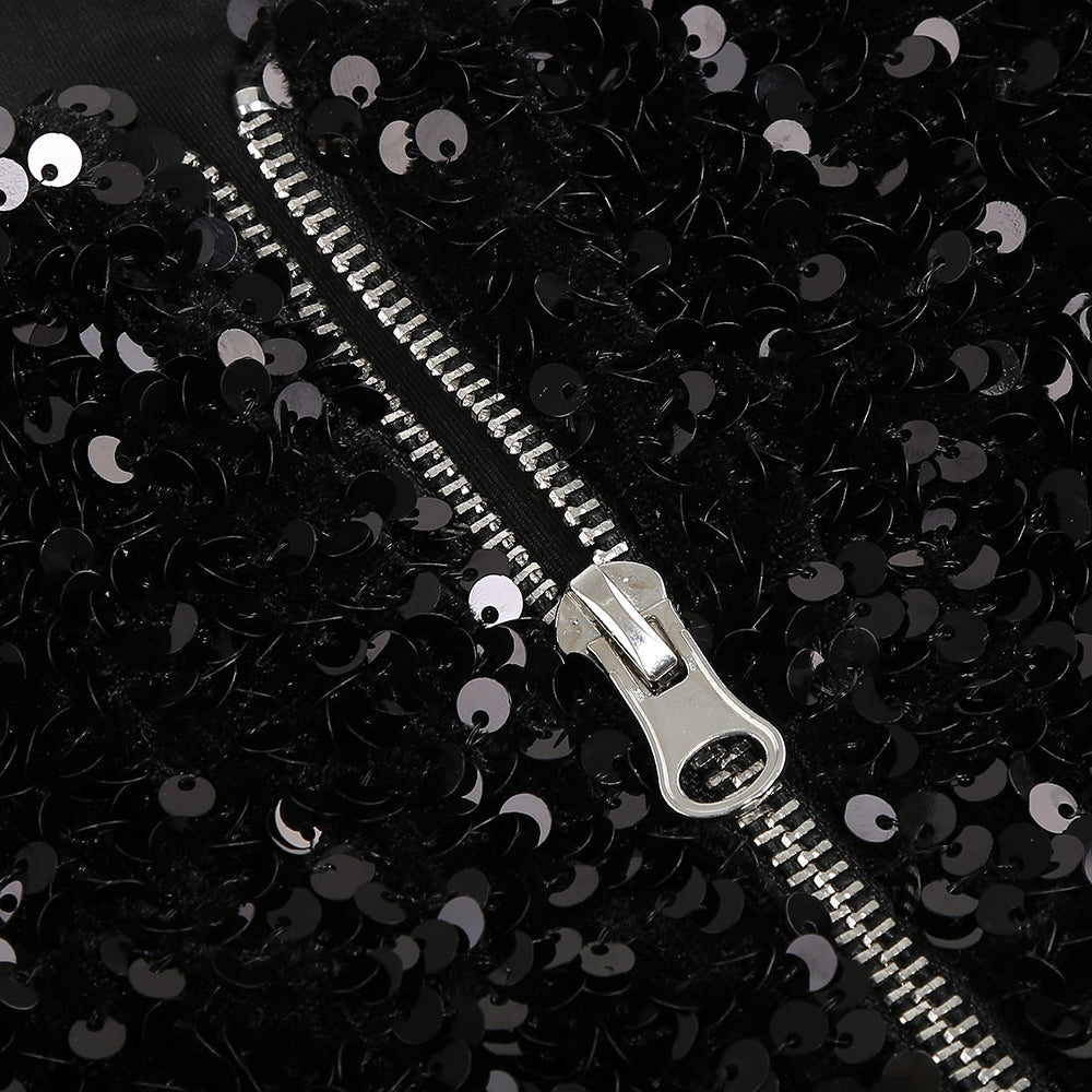 ROBE AMINCISSANTE À SEQUINS PATCHWORK NOIR