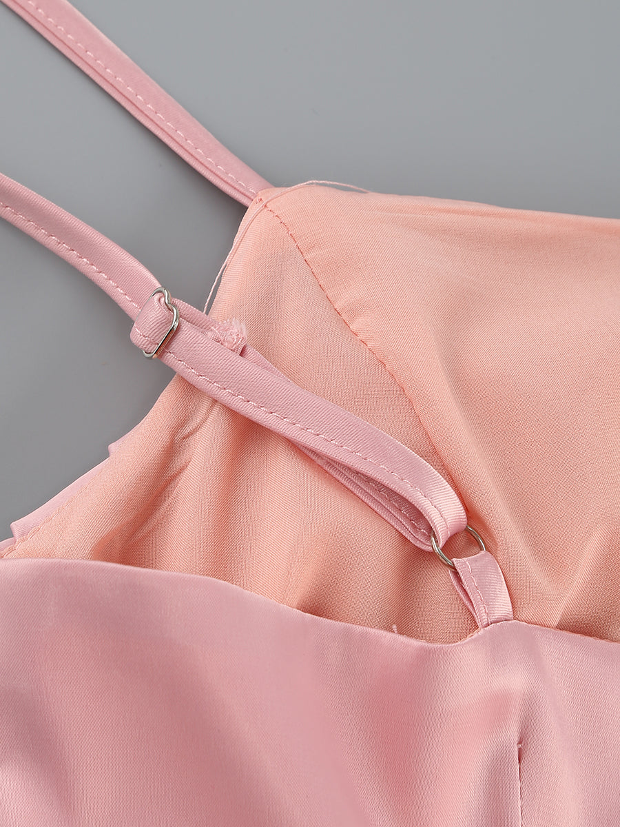 ROBE À BRETELLES PLISSÉE À FLEURS ORANGE PÂLE