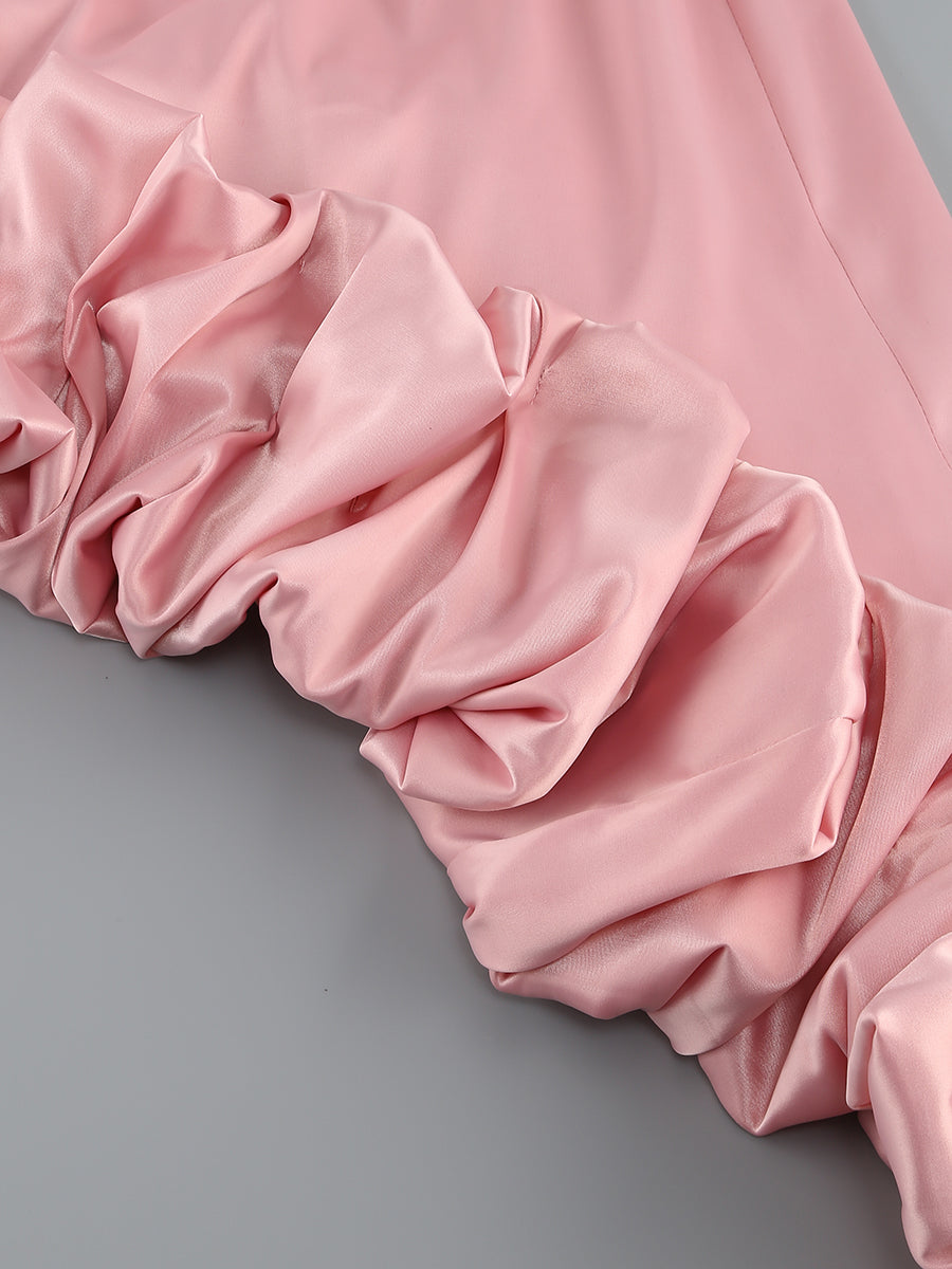 ROBE À BRETELLES PLISSÉE À FLEURS ORANGE PÂLE