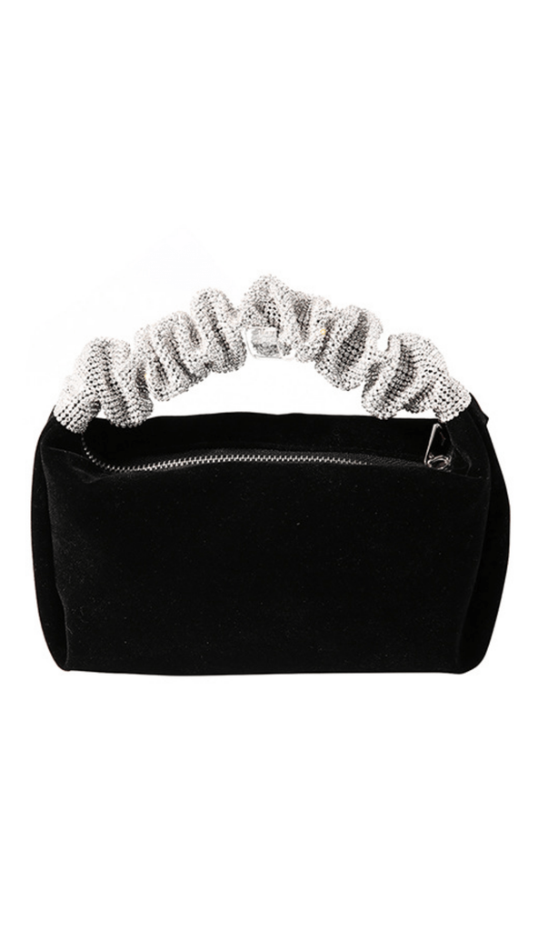 Diamond-studded velvet evening bag. ohmogo 
