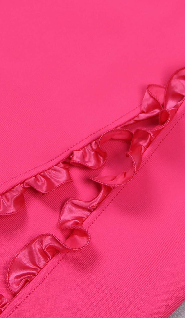 FLORAL EMBELLISHED SLIT MIDI DRESS IN PINK DRESS STYLE OF CB 