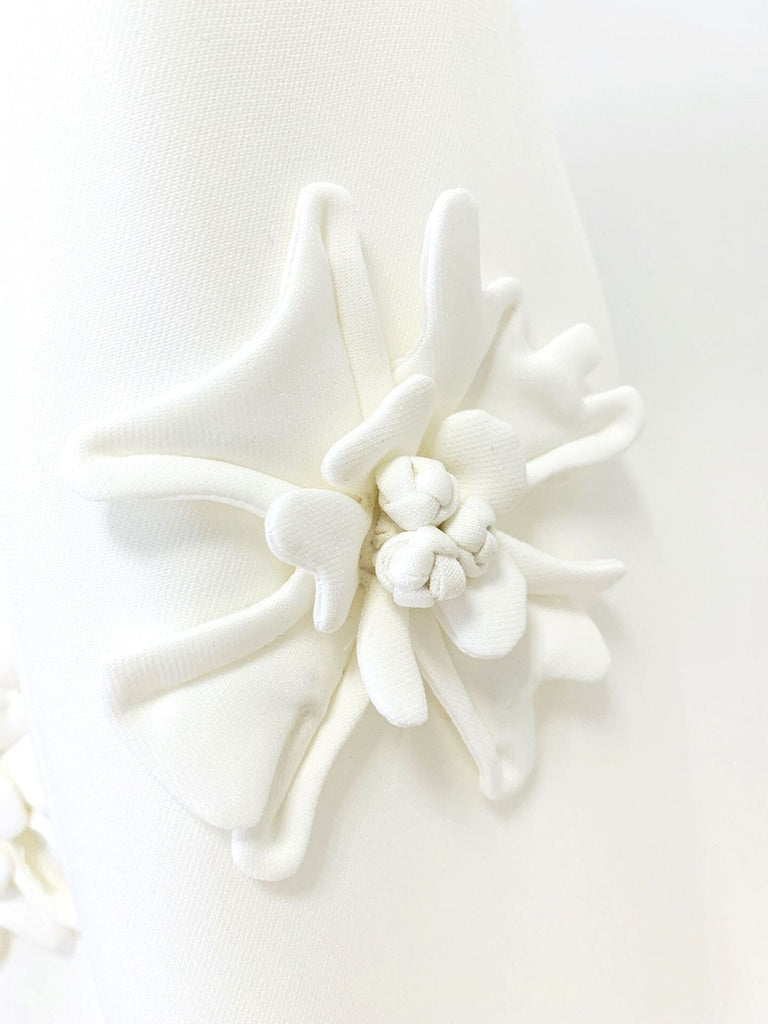 DOUBLE-BREASTED THREE DIMENSIONAL FLORAL SUIT JACKET IN WHITE styleofcb 