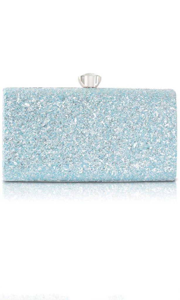 POWDER BLUE GLITTER BAG WITH CHAIN STRAP