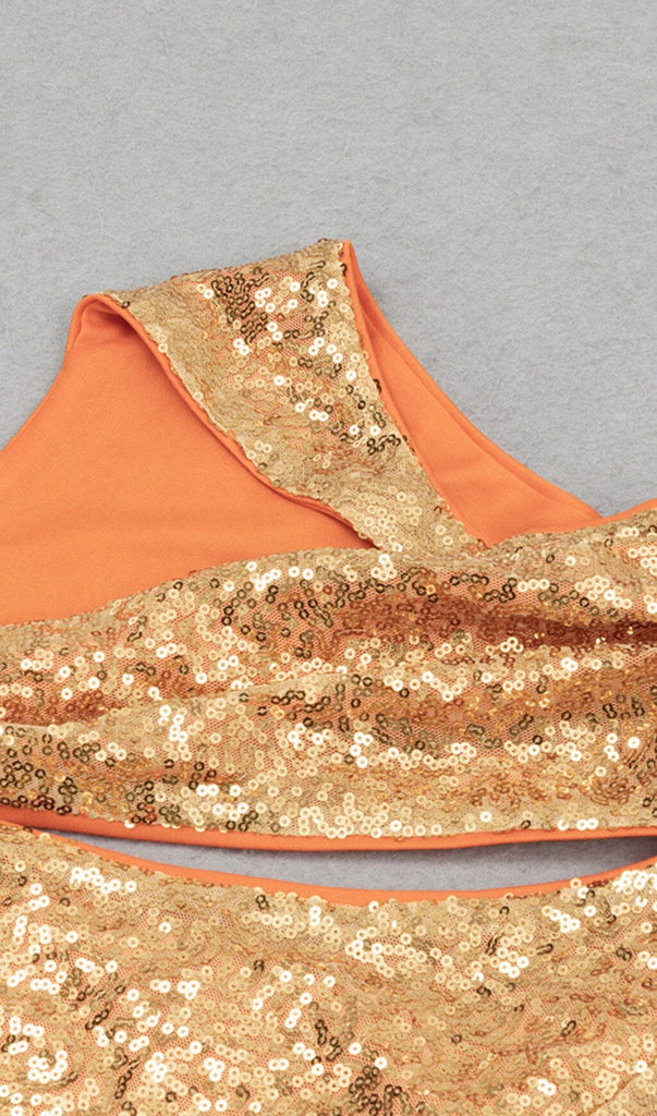 SEQUIN BODYCON MIDI DRESS IN GOLD DRESS STYLE OF CB 