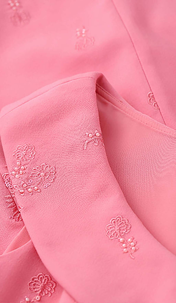 SLEEVELESS EMBROIDERED MINI DRESS IN PINK DRESS STYLE OF CB 