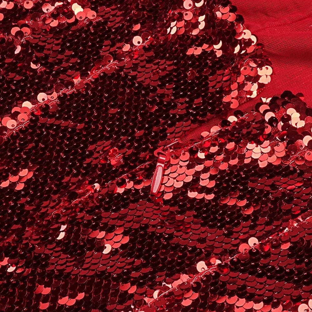 STRAPLESS SEQUIN MINI DRESS IN WINE RED sis label 