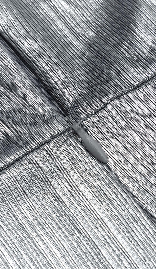 STRAPPY SPILT MIDI DRESS IN METALLIC SILVER DRESS STYLE OF CB 