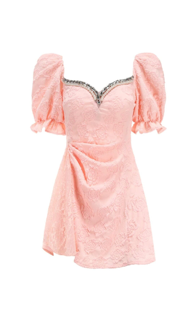 DIAMOND FLORAL BACKLESS MINI DRESS IN PINK DRESS STYLE OF CB 