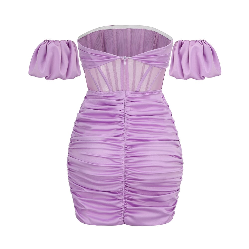 CORSET SATIN MINI DRESS IN PURPLE Bandage Dresses styleofcb 