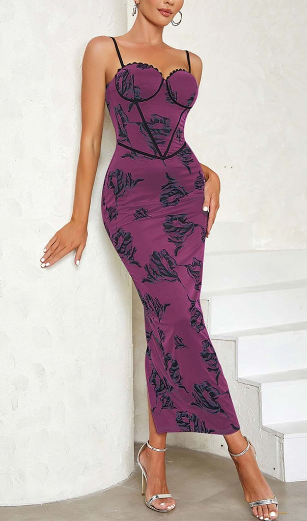 FLORAL STRAPPY CORSET MIDI DRESS DRESS STYLE OF CB 