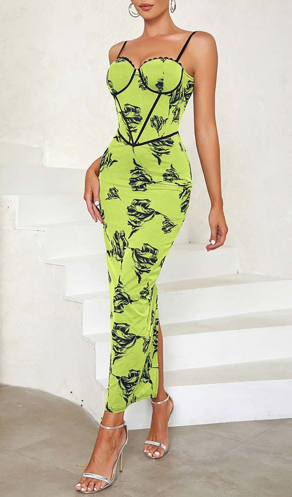 FLORAL STRAPPY CORSET MIDI DRESS DRESS STYLE OF CB 