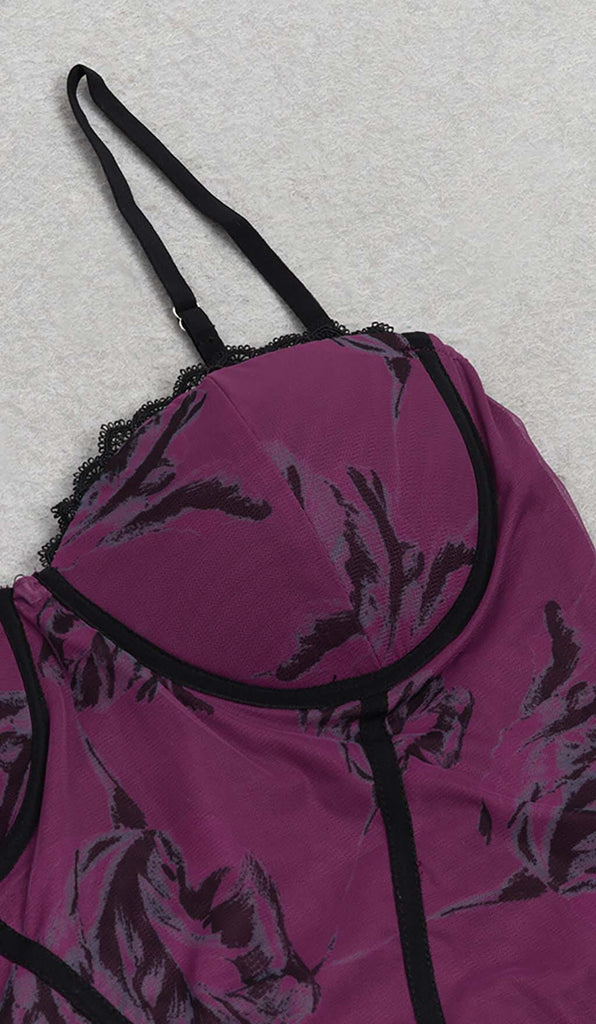 FLORAL STRAPPY CORSET MIDI DRESS DRESS STYLE OF CB 